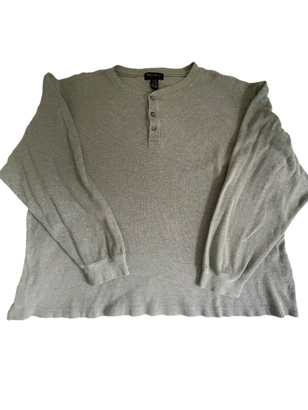 Eddie Bauer XXL Gray Waffle Knit Thermal Henley Shirt